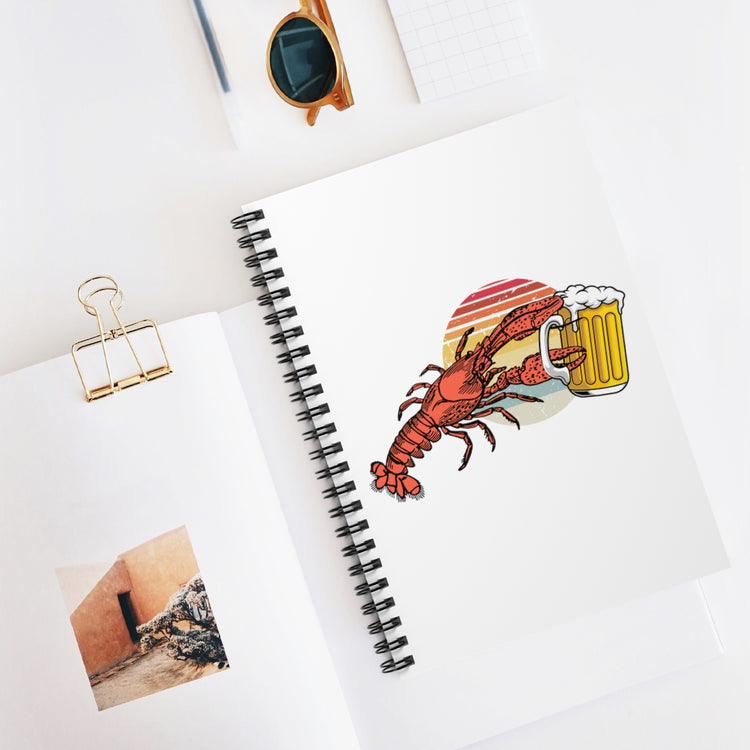 Spiral Notebook Hilarious Lobsters Opening Drinks Vacationing Illustration Vintage Seafood Alcohol Openers  Mockery