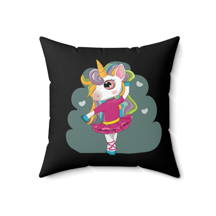 Ballet Dancer Enchanted Rainbow Unicorn Spun Polyester Square Pillow