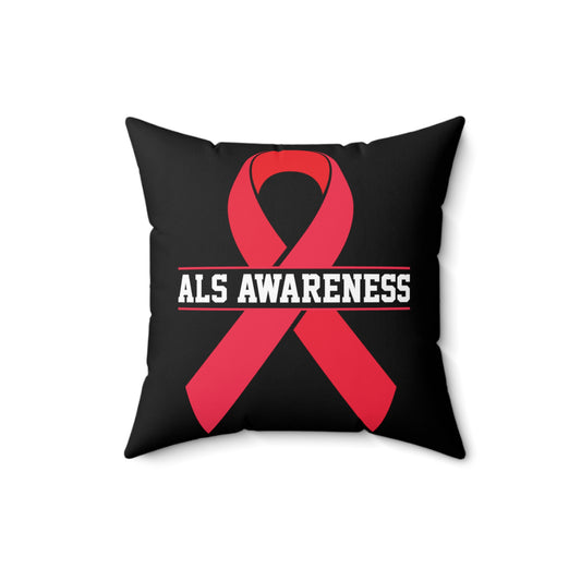 Novelty ALS Awareness Nervous System Disease Overcomer Hilarious Inheriting Sickness Campaign Battle  Spun Polyester Square Pillow