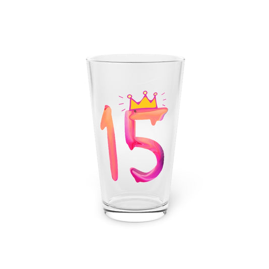Beer Glass Pint 16oz  Cute 15th Celebrations Quinceanera Graphic