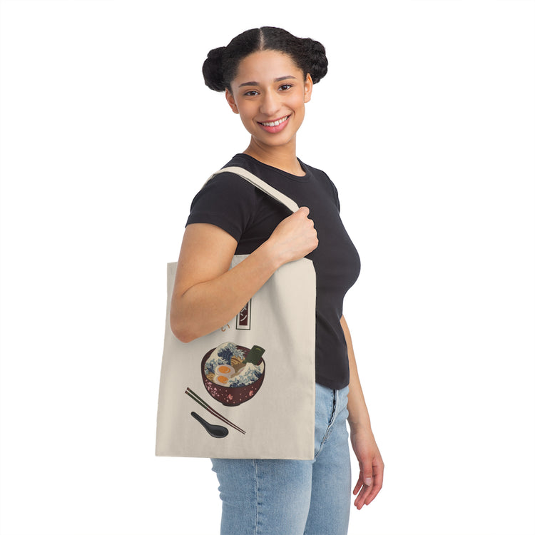 Funny Great Ramen Wave in a Bowl Graphic Vintage Retro Japanese Noodles T Shirt Canvas Tote Bag