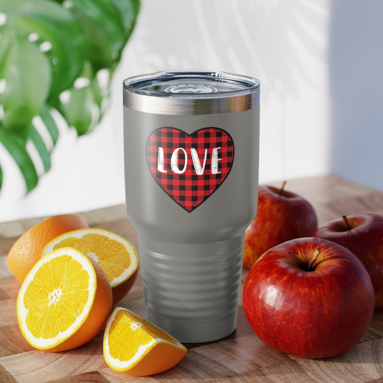 30oz Tumbler Stainless Steel Colors  Motivational Checkered Hearts Couples Lovers Illustration Inspirational Plaid