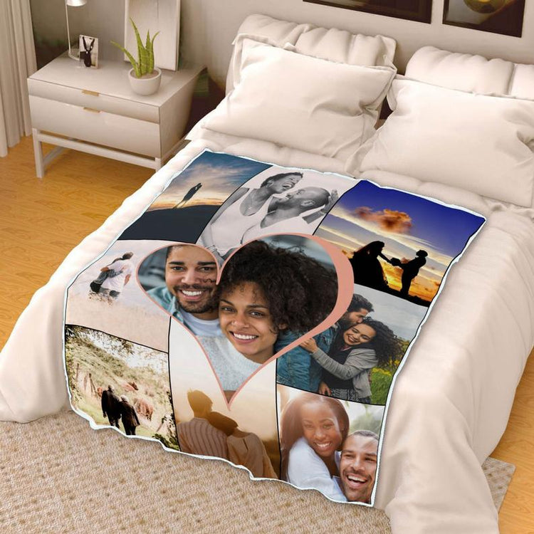 Personalized Husband and Wife Picture Blanket Valentines Day Gift