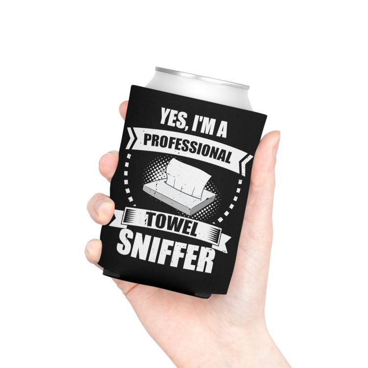 Beer Can Cooler Sleeve  Funny I'm a Professional Towel Sniffer Snif Test Enthusiasts Humorous Scent Expert Smell Occupation Quotes