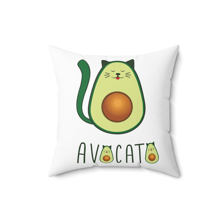 Cute Avocato For Men Women Cat Lover Spun Polyester Square Pillow