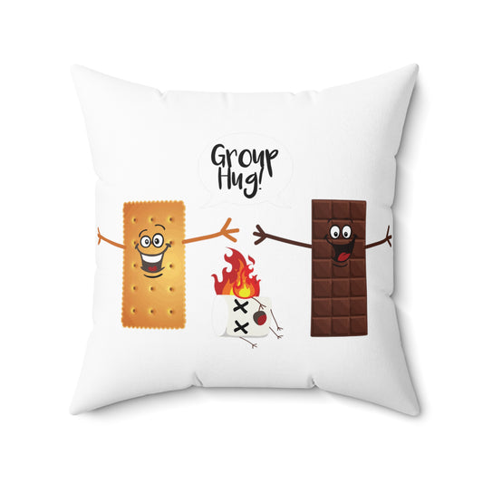 Funny Group Hug Smores Chocolate Marshmallow Spun Polyester Square Pillow