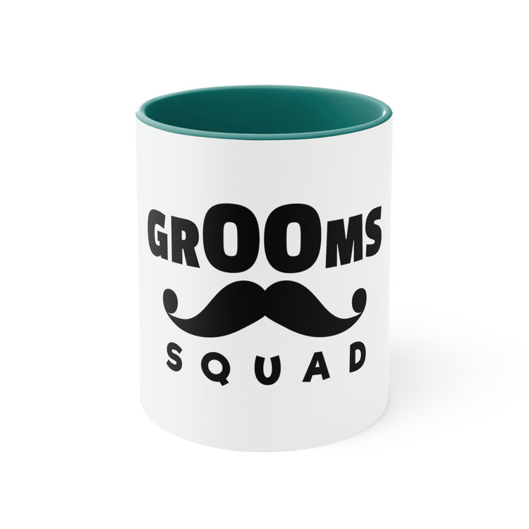 11oz Accent Coffee Mug Colors Funny Groom Squad Wedding Bachelors Mustache Wedding  Grooms Bridal Engagement Fiance