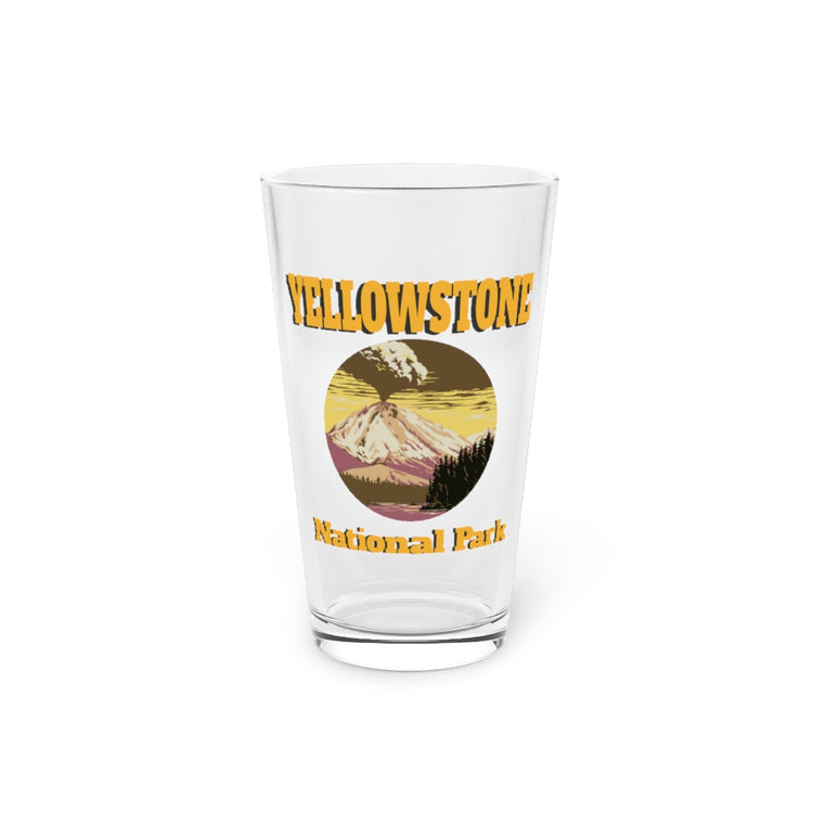 Beer Glass Pint 16oz Retro Vintage Outdoors Hike Graphic TYellowstone National Park