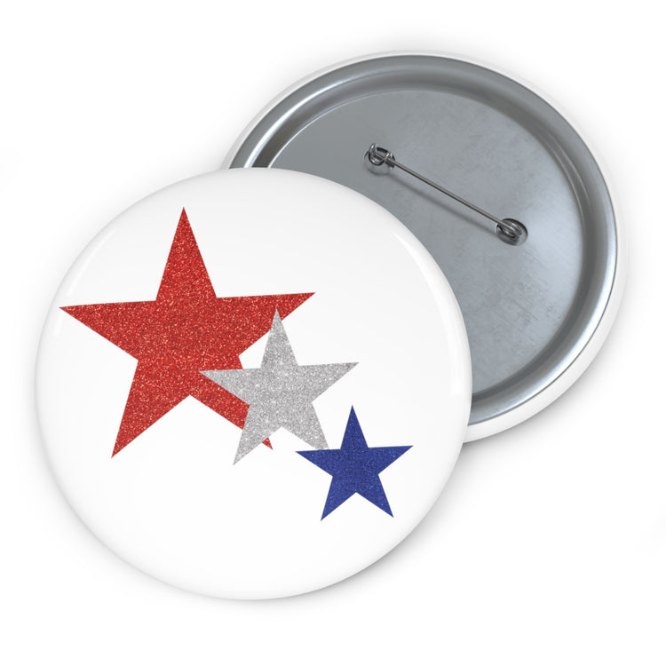 Three Stars Fourth Of July Custom Pin Buttons