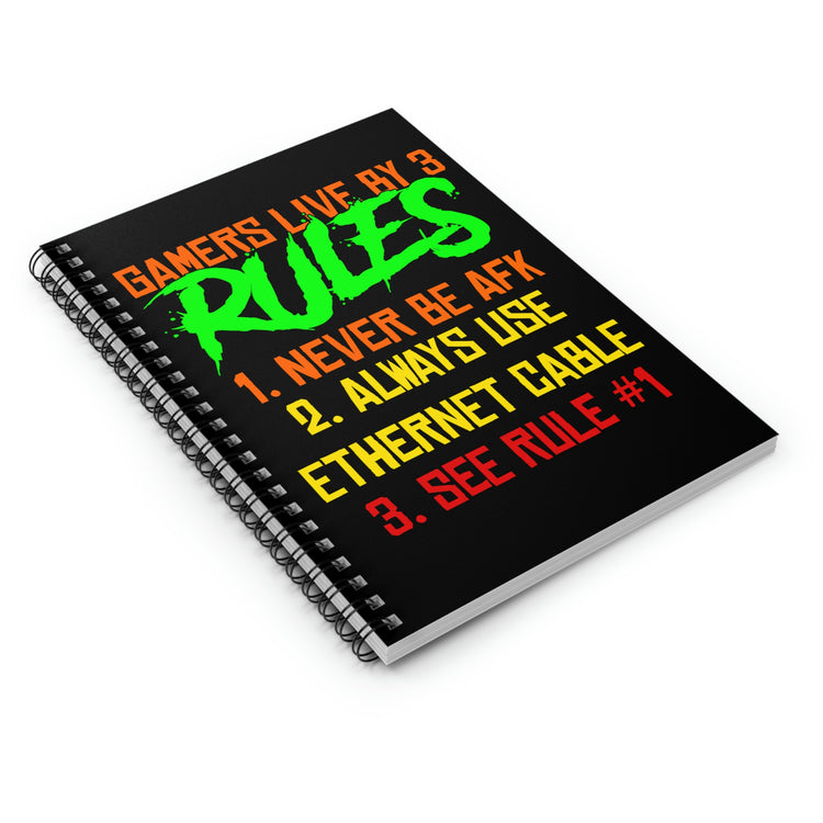 Spiral Notebook Hilarious Nostalgic Player 3 Rules Gamer Games Techie Lover Novelty Amusement Enthusiast