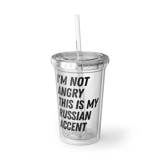 16oz Plastic Cup Funny Saying My Russian Accent Men Women Sarcastic  Russia Fathers Wife Husband Pun