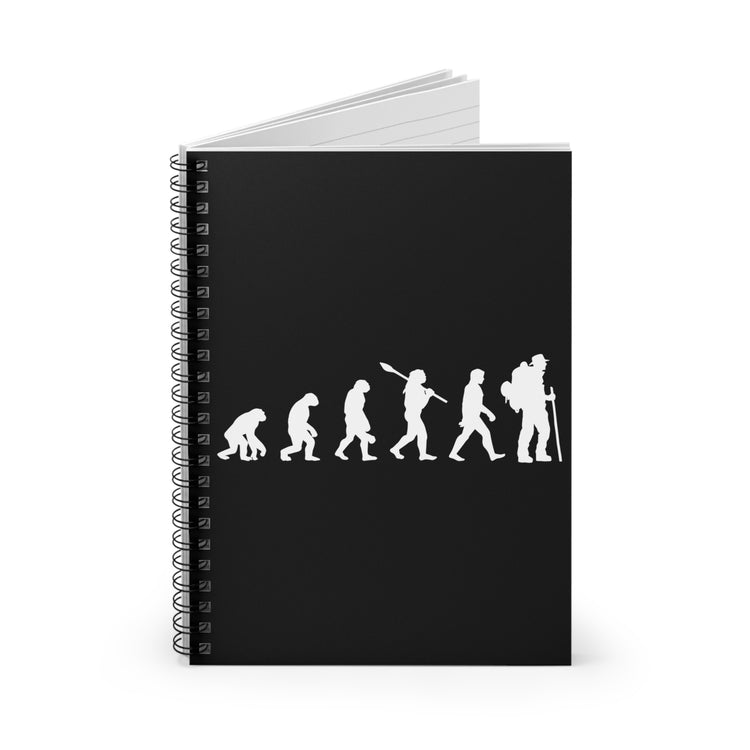 Humorous Evolving Hiker Illustration Gags Tee Shirt Gifts | Hilarious Hiking Mountaineer Men Women T Shirts Spiral Notebook - Ruled Line