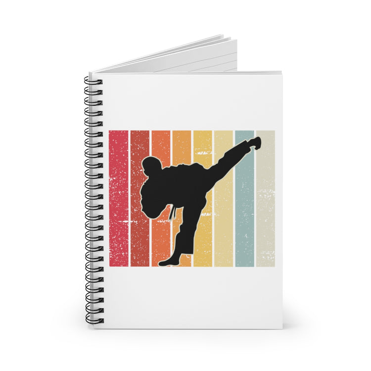 Spiral Notebook Hilarious Vintage Nostalgic Kick Boxing White Belter Lover Extreme Sports Enthusiast Kendo Aikidos