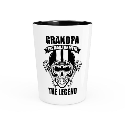 Shot Glass Party Ceramic Tequila Vintage Granddads Motorcycling Enthusiasts Illustration Gag Humorous Skulls Graphic Driving Statements Puns