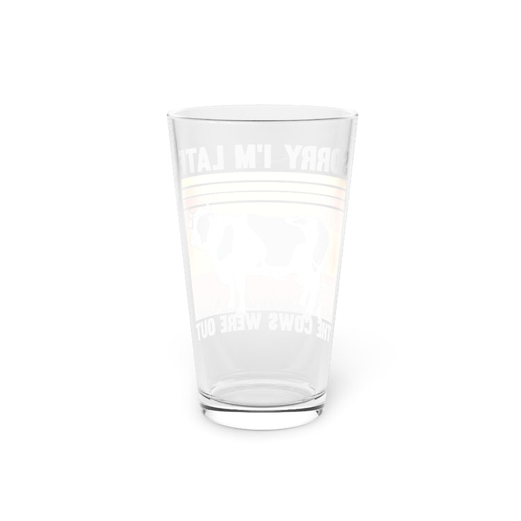 Beer Glass Pint 16oz   Hilarious Cows Livestock Farmers Manure Farms Enthusiast Humorous Farming Town