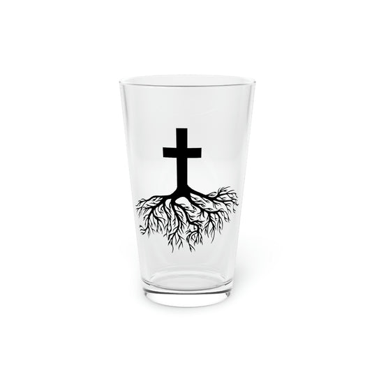 Beer Glass Pint 16oz Christians Christianity Gift Vintage Religious Root Crucifixion Retro Men Women