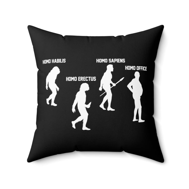 Hilarious Evolving Apes Working Remotely Illustration Pun Hilarious Evolving Apes Working Remotely Illustration Pun Spun Polyester Square Pillow