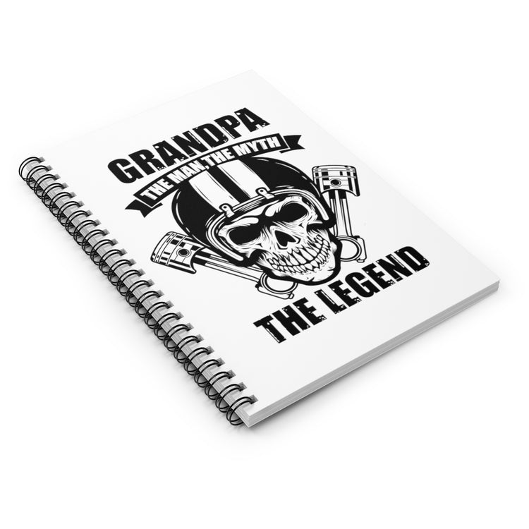 Spiral Notebook Vintage Granddads Motorcycling Enthusiasts Illustration Gag Humorous Skulls Graphic Driving Puns