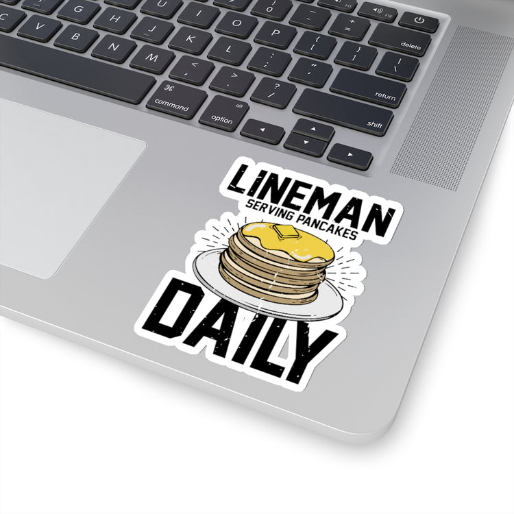 Sticker Decal Humorous Lineman Serving Pancakes Fan Hotcake Enthusiast Novelty Linesmen Stickers For Laptop Car