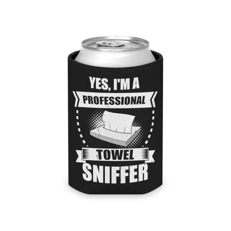 Beer Can Cooler Sleeve  Funny I'm a Professional Towel Sniffer Snif Test Enthusiasts Humorous Scent Expert Smell Occupation Quotes