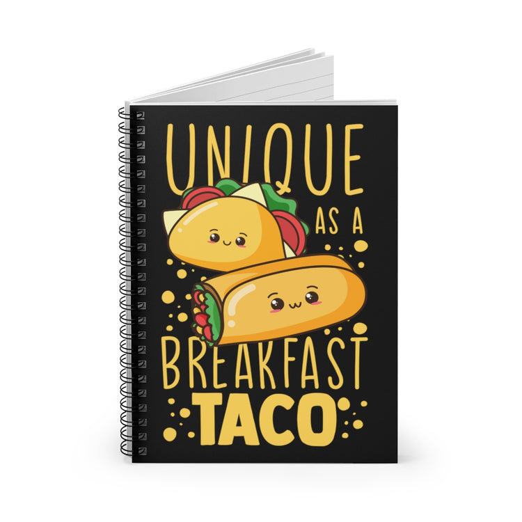 Spiral Notebook  Hilarious Tacos Enthusiasts Mexican Delicacies Graphic Pun Humorous Hispanic Foods Devotee Statements Gag