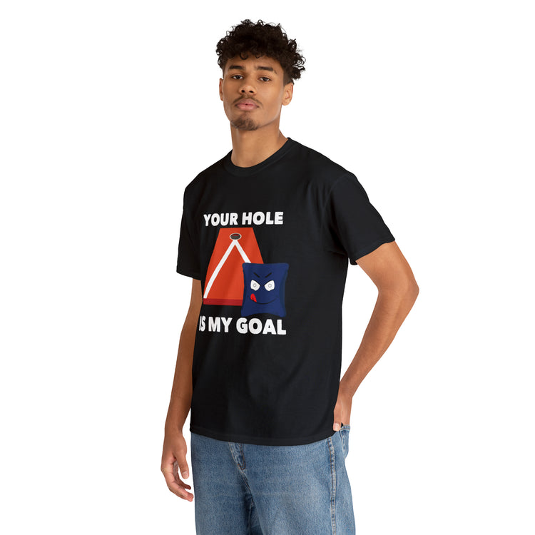 Shirt Funny Your Hole's My Goal Illustration Golfer Hilarious Golf Competition Sports T-Shirt Unisex Heavy Cotton Tee