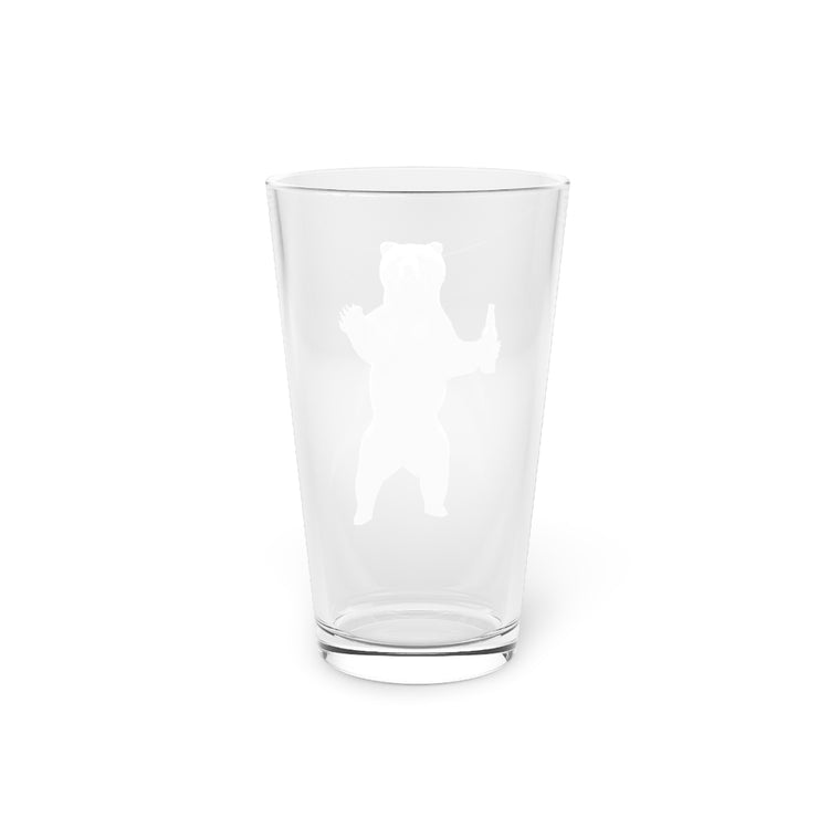 Beer Glass Pint 16oz   Holding A Bear Homebrewer