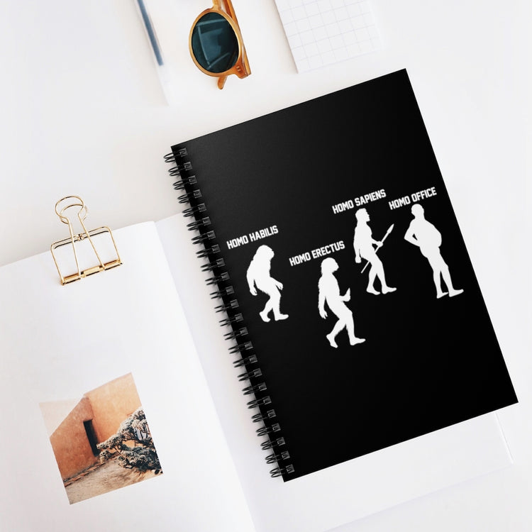 Spiral Notebook  Hilarious Evolving Apes Working Remotely Illustration Pun Hilarious Evolving Apes Working Remotely Illustration Pun