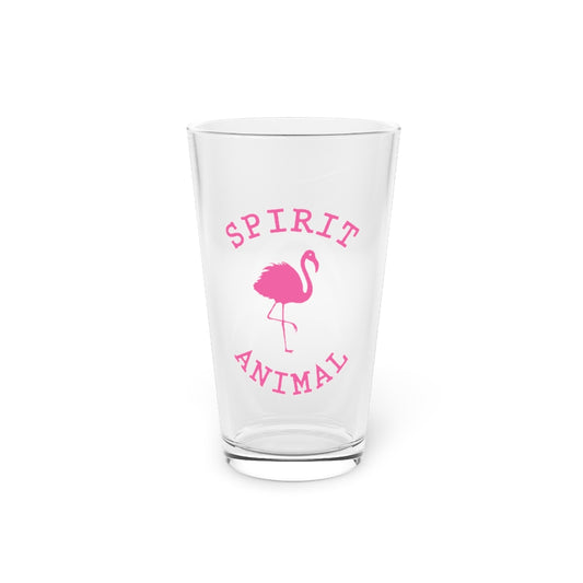 Beer Glass Pint 16oz  Spirit Animal Flamingo Bird Lover Gift