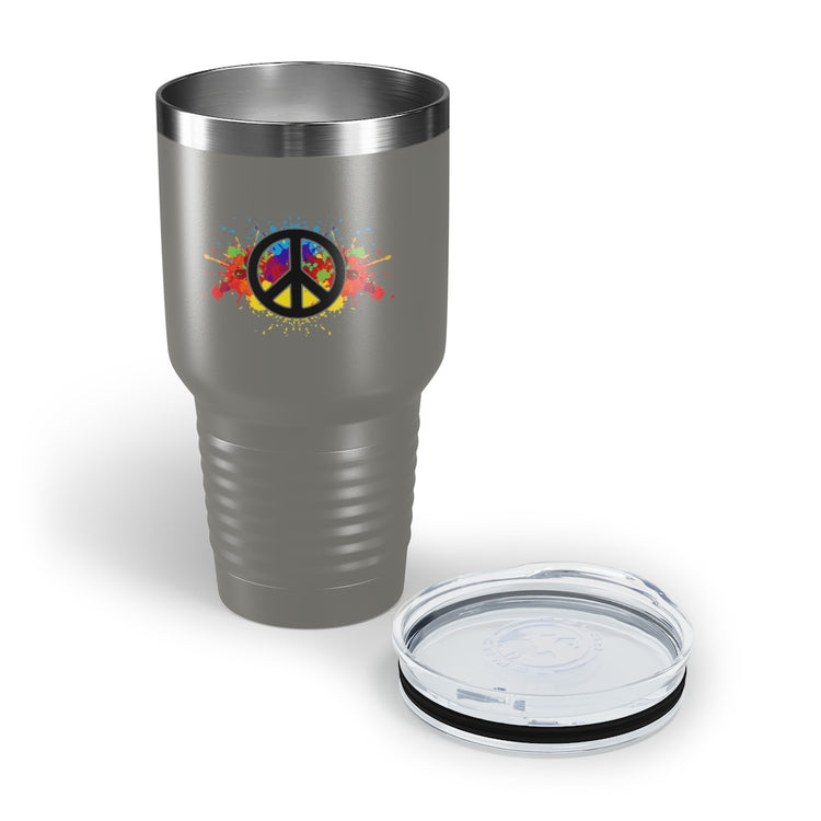 30oz Tumbler Stainless Steel  Colors Hilarious Paint Peace Hipsters Sign Illustration Gags Humorous Splattered