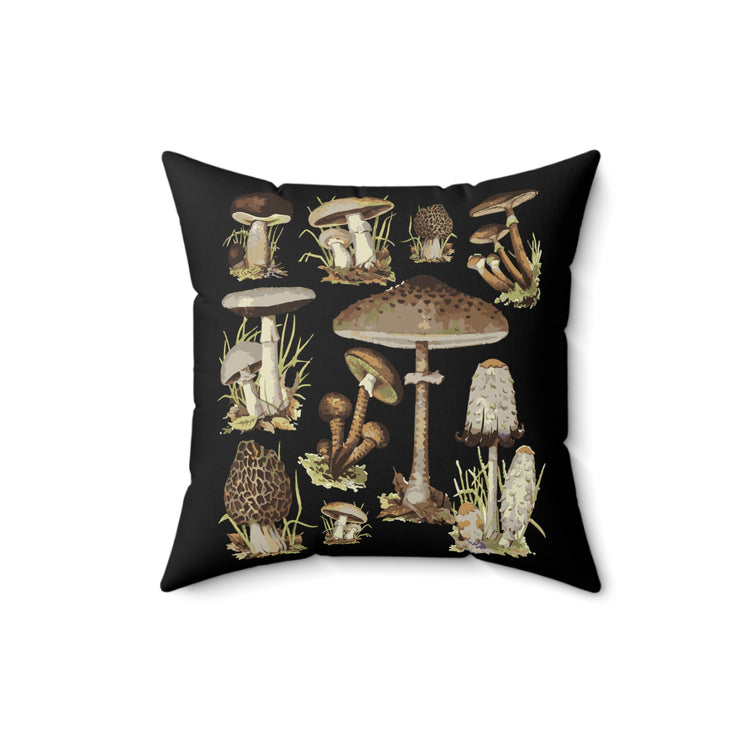 Mushroom Hunting Botanical Spun Polyester Square Pillow