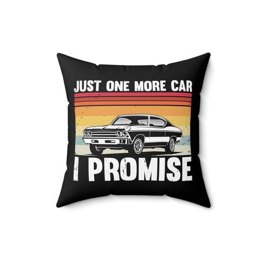 Humorous Retro Classic Car Shows Automobile Enthusiasts Pun Hilarioous Dad Vintage Cars Vehicle Motorcar Lover Spun Polyester Square Pillow