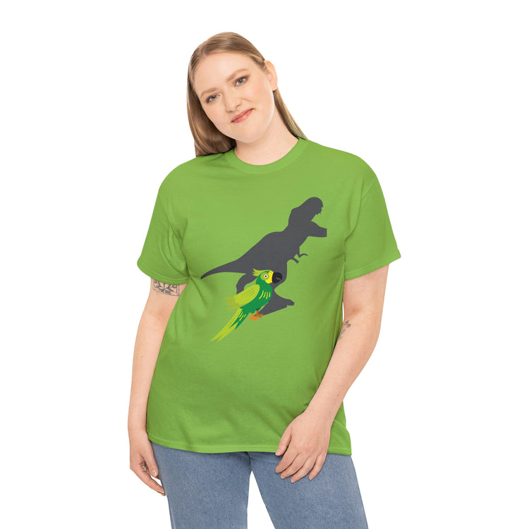 Shirt Funny Screaming Parrot Courageous Dinos Cockatiel Bird Dinosaur Animal Comical T-Shirt Unisex Heavy Cotton Tee