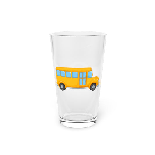 Beer Glass Pint 16oz  Novelty Heartbeats Students Transportation Motorbus Schooling Hilarious