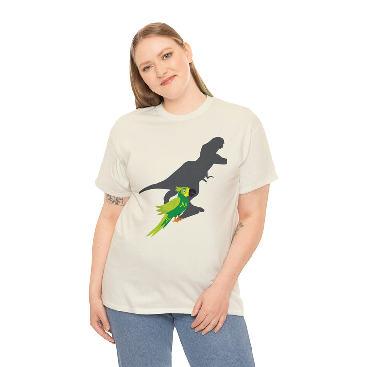 Shirt Funny Screaming Parrot Courageous Dinos Cockatiel Bird Dinosaur Animal Comical T-Shirt Unisex Heavy Cotton Tee