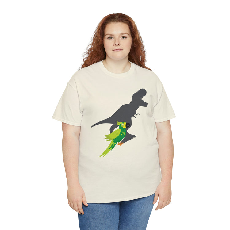 Shirt Funny Screaming Parrot Courageous Dinos Cockatiel Bird Dinosaur Animal Comical T-Shirt Unisex Heavy Cotton Tee