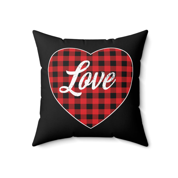 buffalo plaid heart 2 Spun Polyester Square Pillow