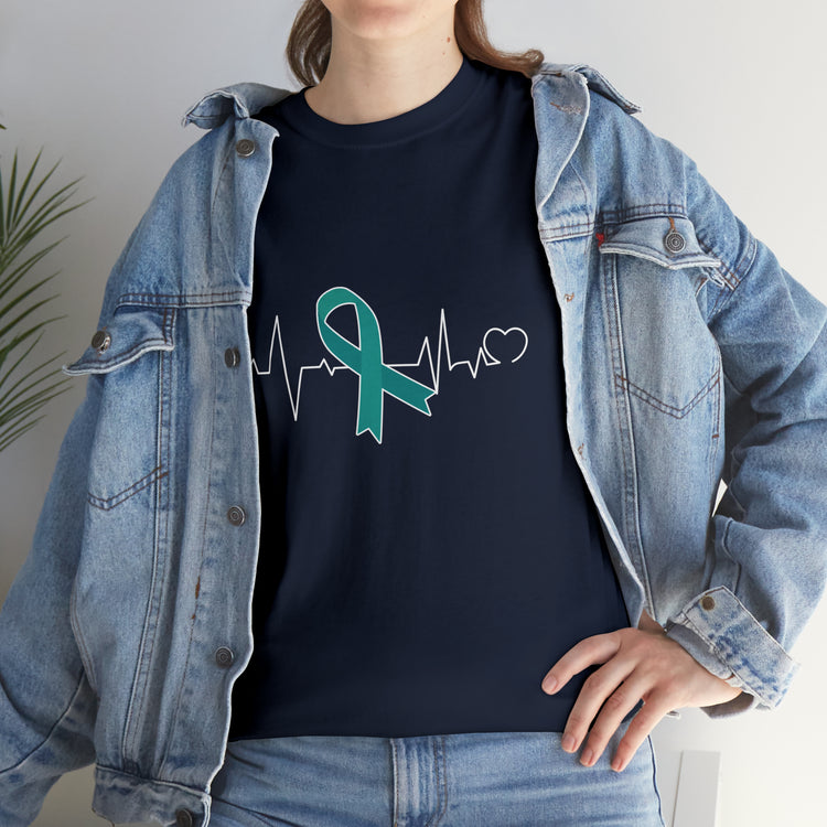 Shirt Funny Ovarian Cancer Awareness Supporters Survivor Support Novelty Medical Health T-Shirt Unisex Heavy Cotton Tee