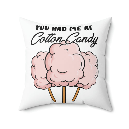 Humorous Sugary Taffy Puffy Desserts Sweets Fairy Floss Spun Wool Candyfloss Tinsel Spun Polyester Square Pillow