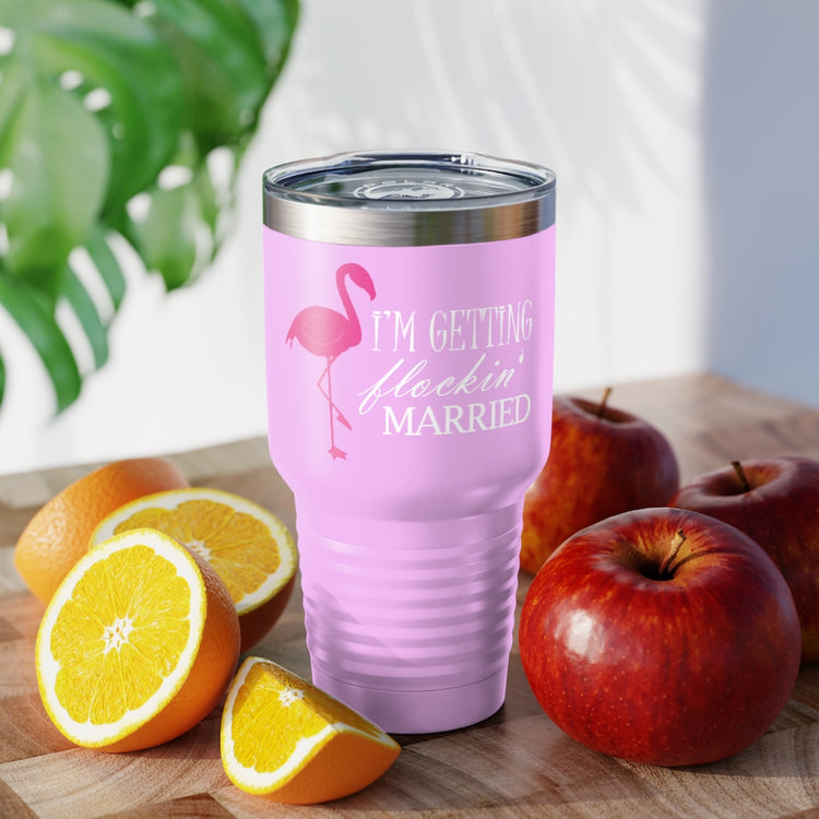 30oz Tumbler Stainless Steel Colors  Humorous Bridal Entourages Flamingoes Illustration Puns Hilarious Bridesmaids