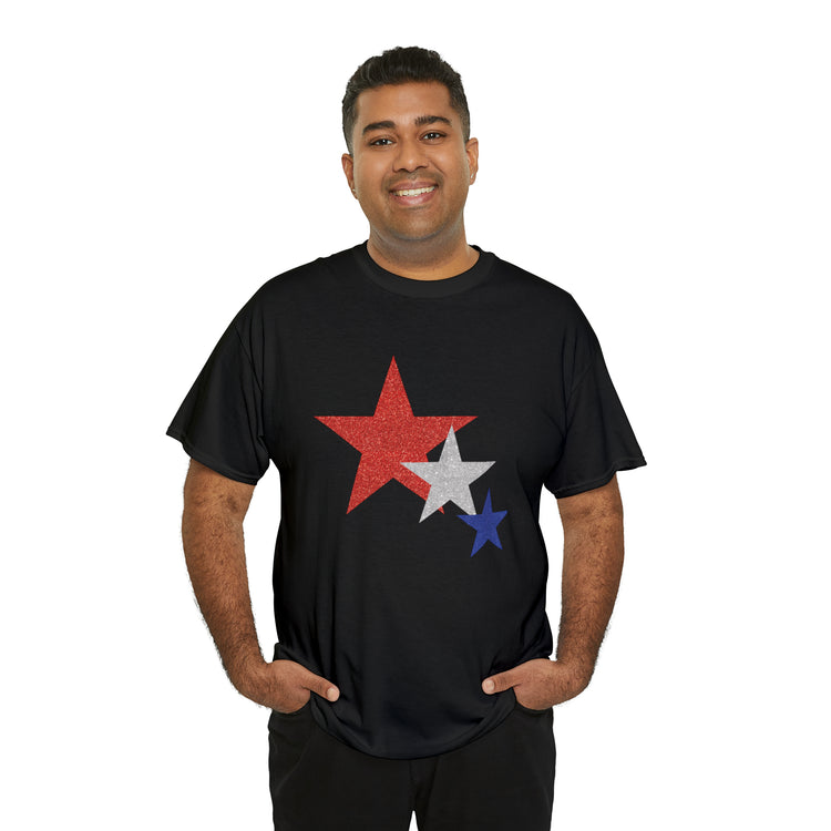 Shirt Funny Three Stars Fourth Of July Fireworks Holiday  Hilarious Patriotic Party T-Shirt Unisex Heavy Cotton Tee