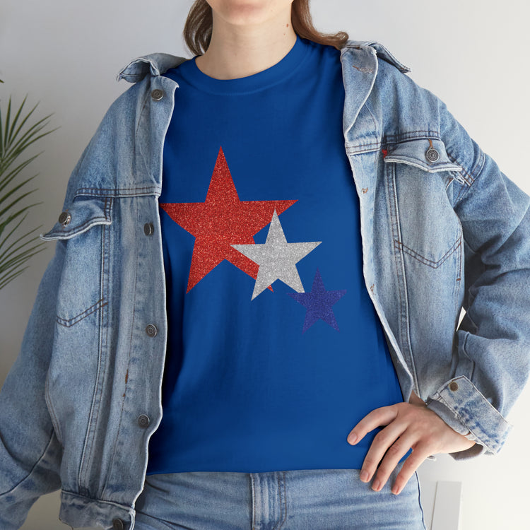 Shirt Funny Three Stars Fourth Of July Fireworks Holiday  Hilarious Patriotic Party T-Shirt Unisex Heavy Cotton Tee