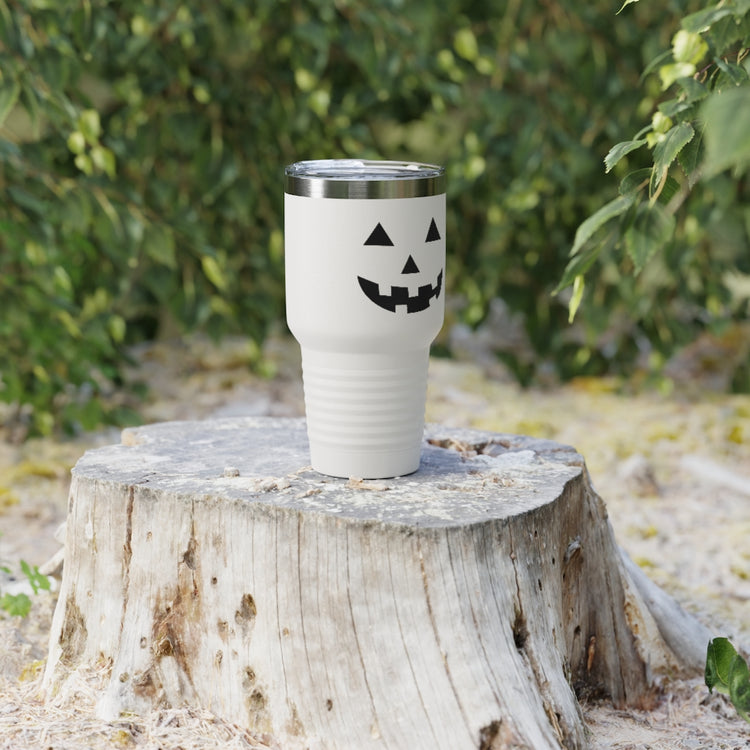 30oz Tumbler Stainless Steel Colors  Humorous Pumpkins Illustration Tricks Treats Enthusiasts Pun Hilarious Tricking