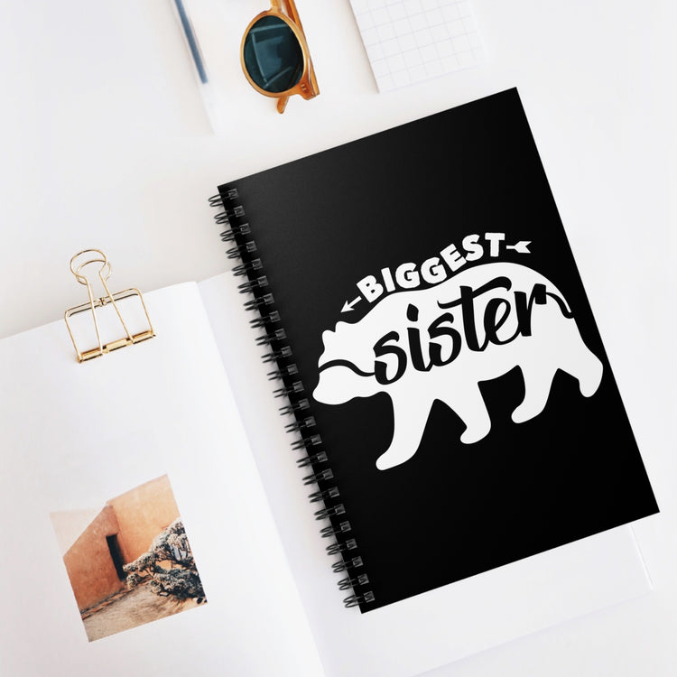 Sibling Gags Biggest Sister's Graphic Party Tee Shirt Gift | Humorous Eldest Kiddies Saying Boys Girls T Shirt Spiral Notebook - Ruled Line