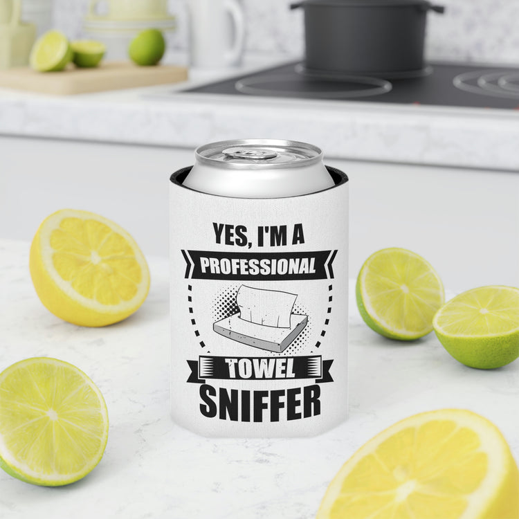 Beer Can Cooler Sleeve Funny I'm a Professional Towel Sniffer Snif Test  Humorous Scent Expert Smell Occupation