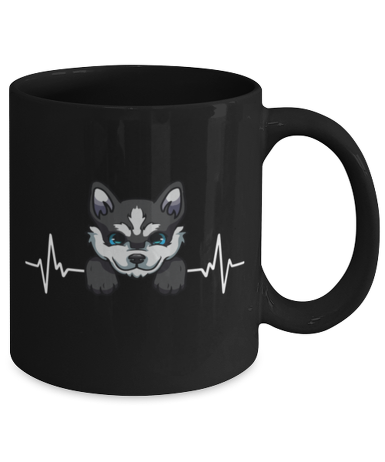 Coffee Mug Funny Siberian Husky Heartbeat Dogs Pets Animal