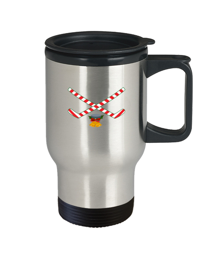 Coffee Travel Mug Funny Hockey Christmas Candy Stick