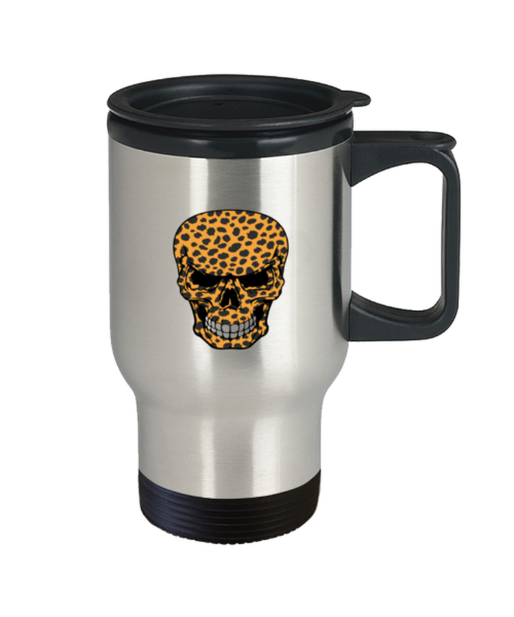 Coffee Travel Mug Funny Cheetah Print Skull Cool