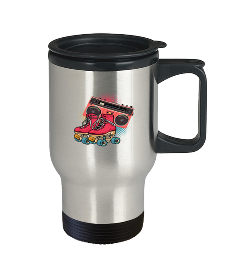 Coffee Travel Mug Funny Roller Skates Boom Box