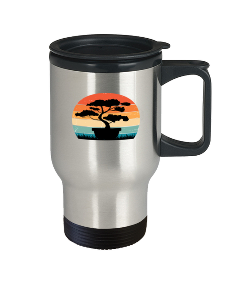 Coffee Travel Mug Funny Japanese Retro Sun Bonsai Tree